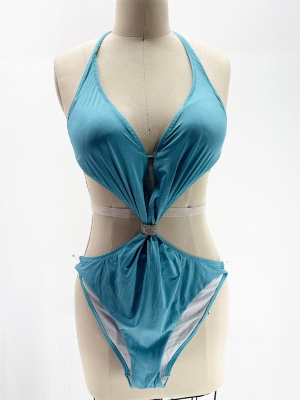 Jolidon Blue Swimsuit 1-pc resort wear vaca Monokini Swim M 40 EUR - Picture 12 of 13